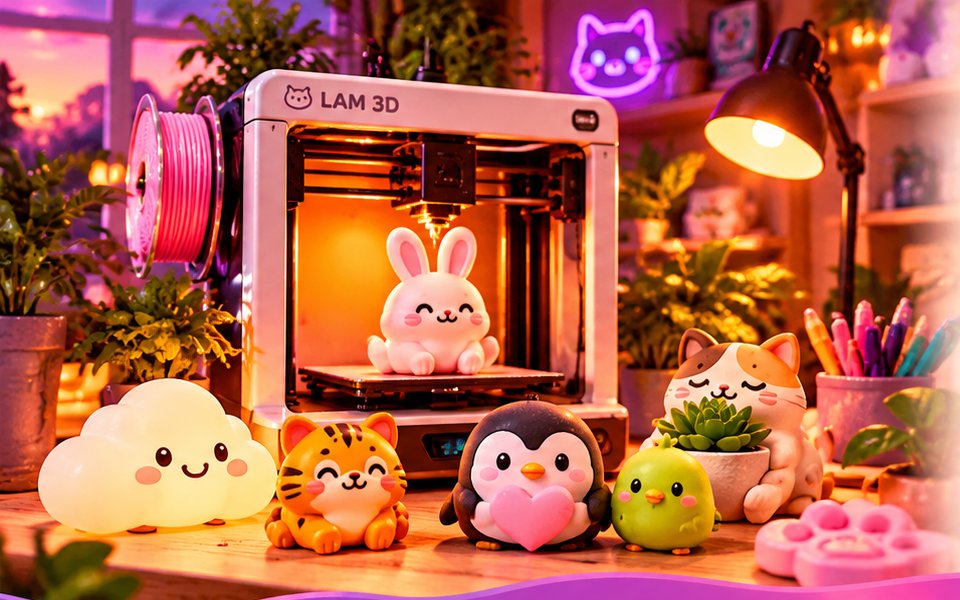Lam 3D printer printing a cute bunny